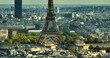 Aerial drone view of Paris in sunny day. Cityscape of Paris. France Paris drone shot, aerial view flying over Trocadero looking at Tour Eiffel cloudy. Cityscape aerial view. Aerial drone footage