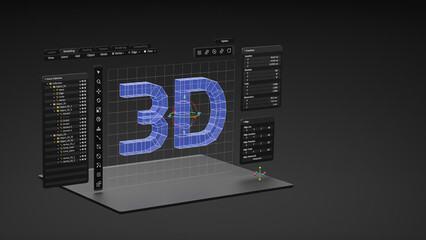 Fototapete - Engineering designer design 3D CAD software program Industrial engine model mechanical dimensional digital manufacturing factory engineer computer screen. 3d rendering.
