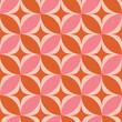 © yasminepatterns - Mid century modern atomic starbursts on orange and pink circles seamless pattern. For home décor, wallpaper and textile