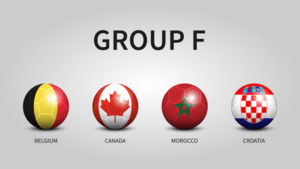 Aufkleber - Qatar soccer cup tournament 2022 . Group F stages . Football with country flag pattern . Vector .
