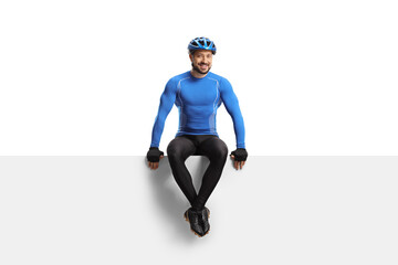 Sticker - Fit male cyclist sitting on a blank panel