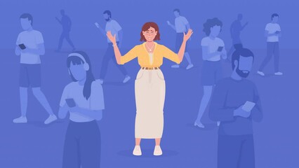 Poster - Animated digital detox illustration. Unplugging from electronics. Looped flat color 2D cartoon characters animation on background. HD video with alpha channel