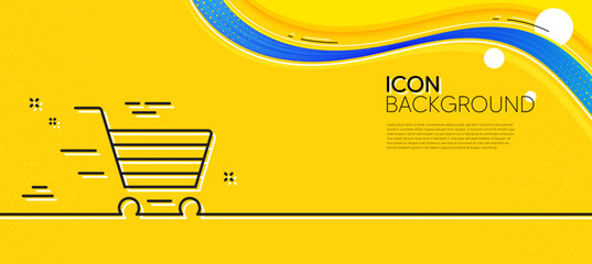 Poster - delivery service line icon. abstract yellow background. shopping cart sign. express online buying. s