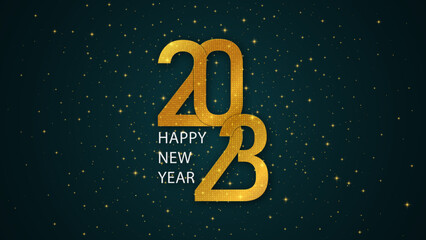 Wall Mural - 2023 Happy New Year background. Gold glitter numbers. Vector banner