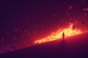 Wall Mural - Planet Earth against the backdrop of fantastic star clusters and nebulae. Distant planets and galaxies. The infinity of the universe.