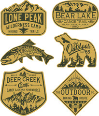 the great north outdoor camp vintage badge collection vector print embroidery for boy man shirt grun