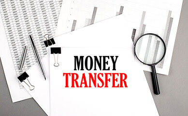 Poster - MONEY TRANSFER text on paper on chart background