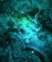 Wall Mural - ocean blue space background with space clouds
