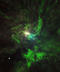 Wall Mural - green galaxy deep space background