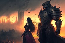 Knight And Princess. Fantasy. Medieval Fantasy. Generative AI