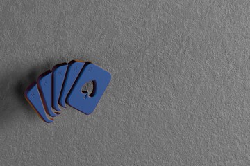 Aufkleber - Beautiful abstract illustrations Blue Poker Full symbol icons on a wall background. 3d rendering illustration. Background pattern for design.