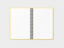 A Notebook With A Vertical Spring. Notepad With Dotted White Sheet. Vector Illustration