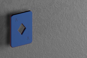 Aufkleber - Beautiful abstract illustrations Blue Ace of Diamonds symbol icons on a wall background. 3d rendering illustration. Background pattern for design.