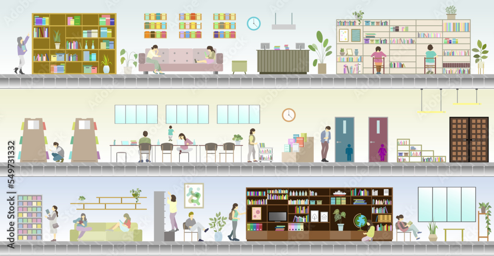 Architectural illustration of a library Stock Vector | Adobe Stock