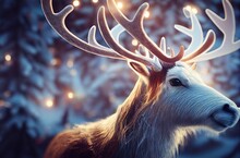 Reindeer In Winter Landscape. .