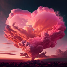Pink Heart Cloud. Love Cloud In The Sky. Love Background. Pink Heart Poster