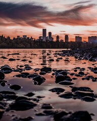 Canvas Print - Mesmerizing view of a sunrise in Edmonton, Alberta, Canada