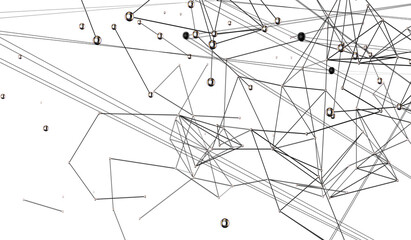 Abstract connected dots and lines. Concept of AI technology, Motion of digital data flow.