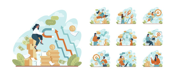  Steep rise of business development set. Successful business promotion