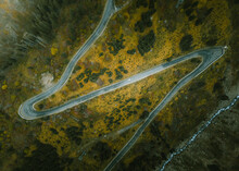 Aerial View Of Zigzag Road In Almaty, Kazakhstan.