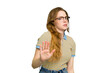 © Asier - Young caucasian redhead woman isolated being shocked due to an imminent danger