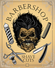 Wall Mural - Skull Barbershop