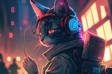 anime listen to music and vibe in city