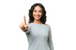 © luismolinero - Young Argentinian woman over isolated background showing and lifting a finger