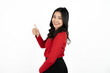 © Parichat - Happy smiling business woman with thumbs up gesture isolate and white background.