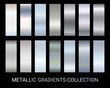 Gradients collection set vector. Metallic chrome gradient color texture swatches. For banners, tags, fonts, flyers, invitation card. Metal silver color shiny palette vector design