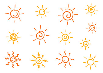 Wall Mural - hand drawn sun symbols. doodle sun symbols set