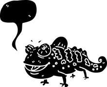 Freehand Drawn Speech Bubble Cartoon Chameleon