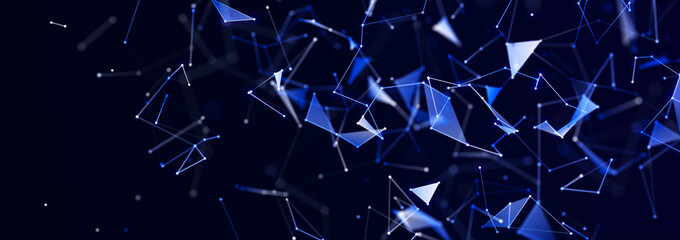 Poster - Technology background with glowing defocused particles. Big data. Digital background. 3D