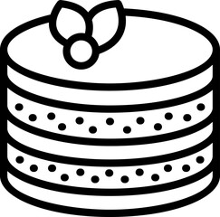 Sticker - Birthday cheesecake icon outline vector. Cream pie. Cake dessert