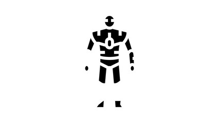 Wall Mural - humanoid robot glyph icon animation