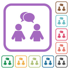 Sticker - Two talking persons with oval bubbles solid simple icons