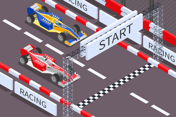 Sticker - Formula Racing Isometric Composition