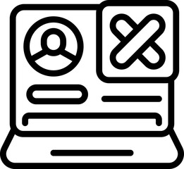 Poster - Laptop delete account icon outline vector. Web service. Profile avatar