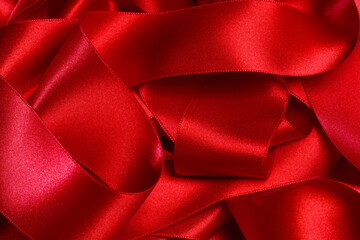 Canvas Print - Heap of red ribbons background