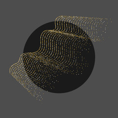 Poster - vector abstract background with dynamic waves, line and particles.