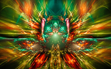 Aufkleber - digital illustration abstract image generated fractal background image portal pattern of various geometric shapes and lines of various colors for computer graphics or web design