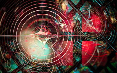 Aufkleber - digital illustration abstract image generated fractal background image wallpaper pattern of various geometric shapes and lines of various colors for computer graphics or web design