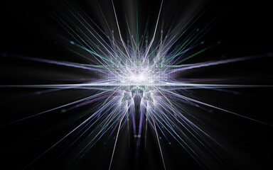 Aufkleber - abstract illustration of a computer generated fantastic star in various shapes and shades on a black background for use in symbology, signs for digital design and graphics