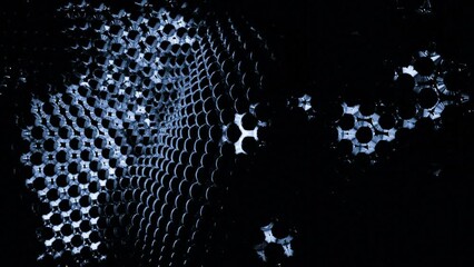 Aufkleber - Abstract fabric of particles waving on a black background. Design. Game of light and shadow and a shape of a flower.