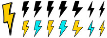 Simple Flash Lightning Icon, Multiple Versions