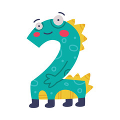 Sticker - Monster Number Two or Numeral with Face and Hand Vector Illustration