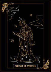 Wall Mural - the illustration - card for tarot - Queen of Swords.