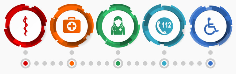Aufkleber - Healthcare vector icon set, medicine concept flat design buttons, infographic template