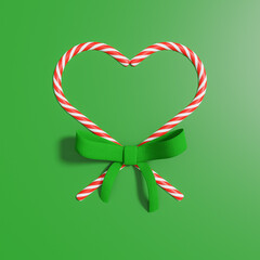 Poster - heart shaped candy cane Christmas gift, Christmas wishes card