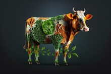 Vegetarian Or Vegan Cow, Beef Made Out Of Lettuce 3d Render